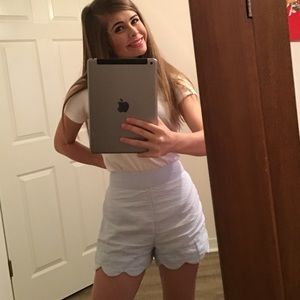 Blue seersucker scalloped shorts